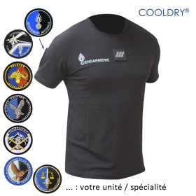 Tee Shirt CoolDry anti-humidité Noir GENDARMERIE Agréé DGGN