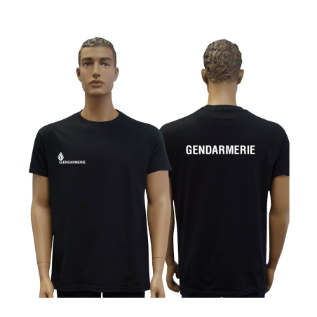 Tee Shirt MC Coton Imprimé GENDARMERIE Noir